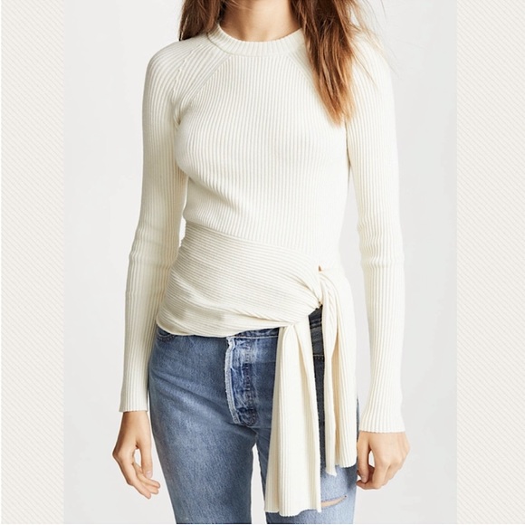 3.1 phillip lim ribbed pullover with waist tie hotsell